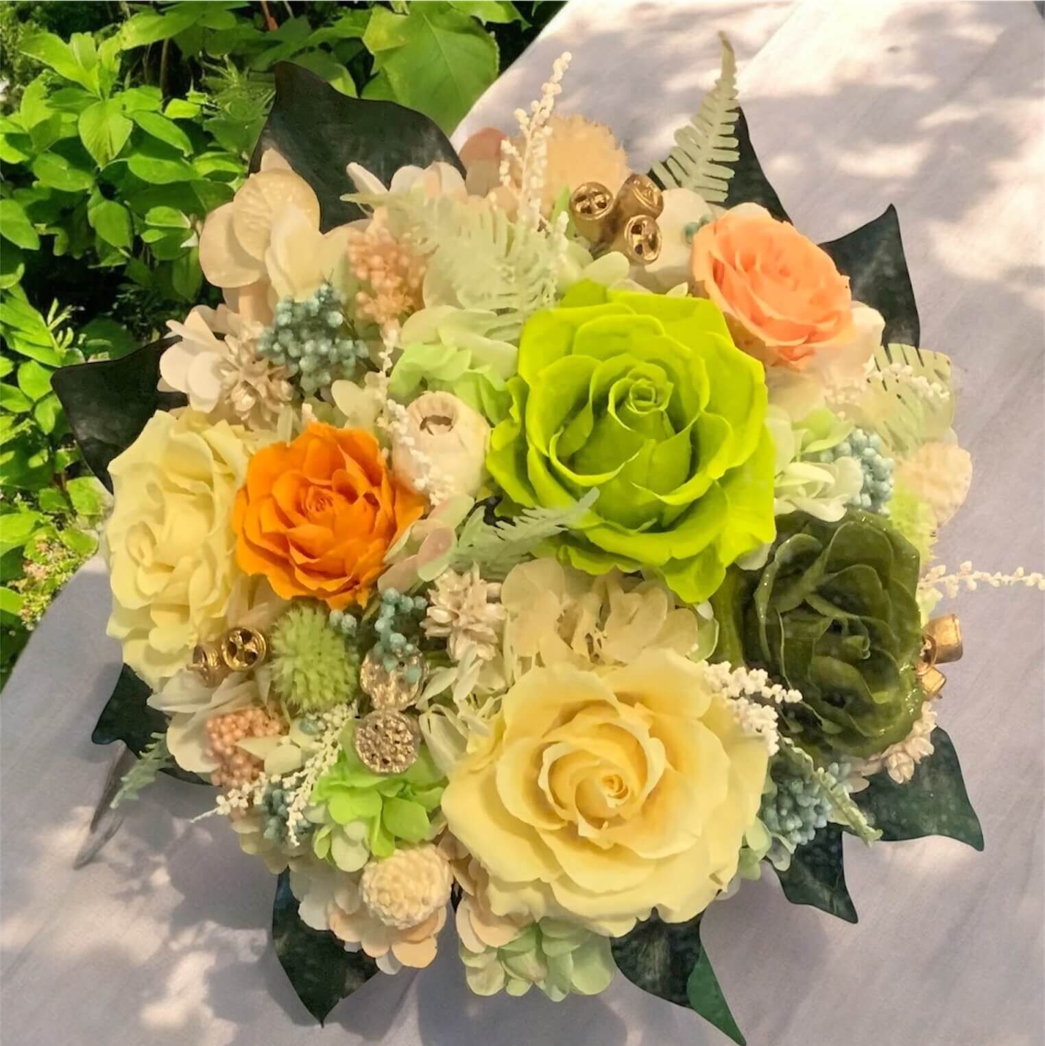 花林大地田園風圓型新娘永生花球